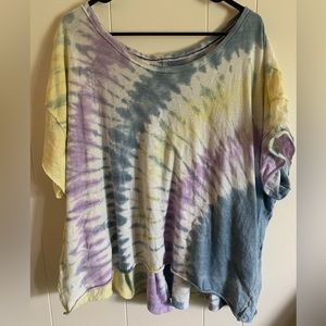 Terra & Sky 2x Tye Dye Cropped Tee 100% cotton raw edges
